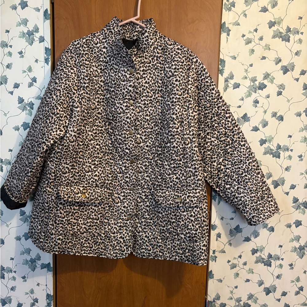 Cynthia Rowley Leopard Quilted Jacket - Black & Cream